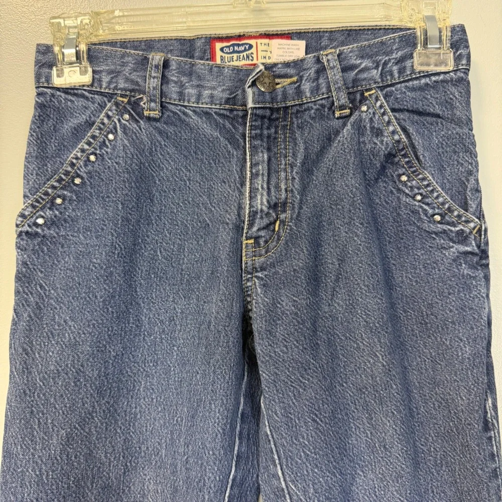 Old Navy Girls Vintage Y2K Studded Flare Leg Blue Jeans Size 8 138274-00-1‎